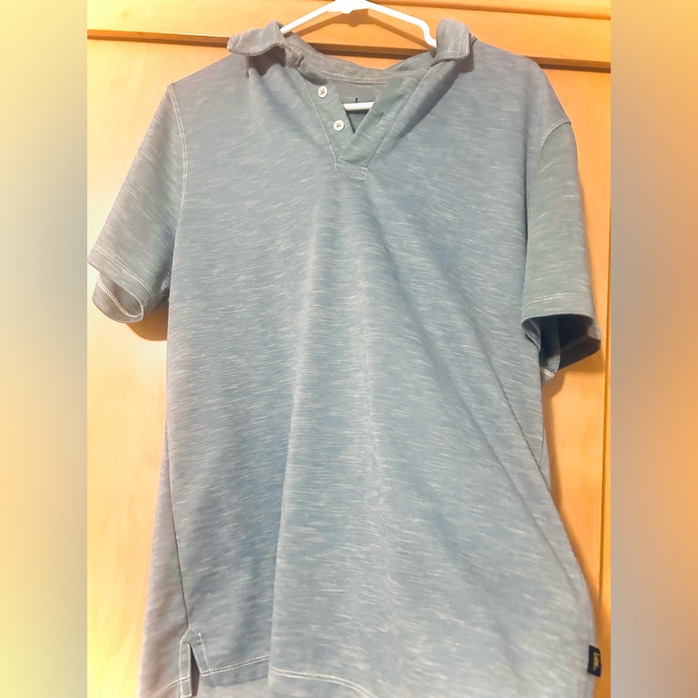 LEE Men’s Short-Sleeve Soft Knit Polo Shirt, Heather Blue, Medium, EUC